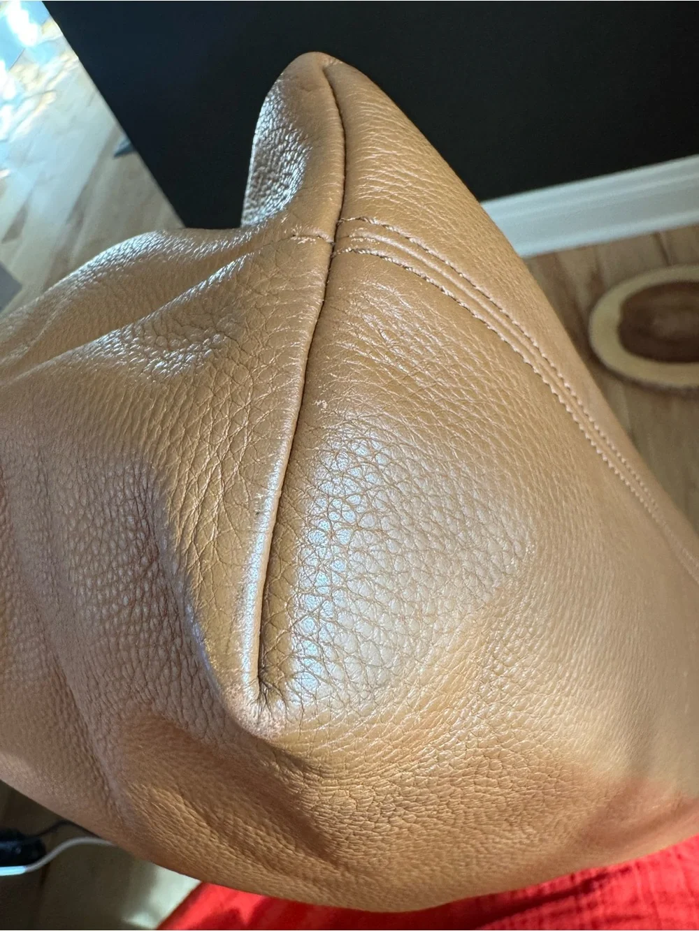 Tory Burch Tan Whipstitch Leather Shoulder Bag with Chain Straps